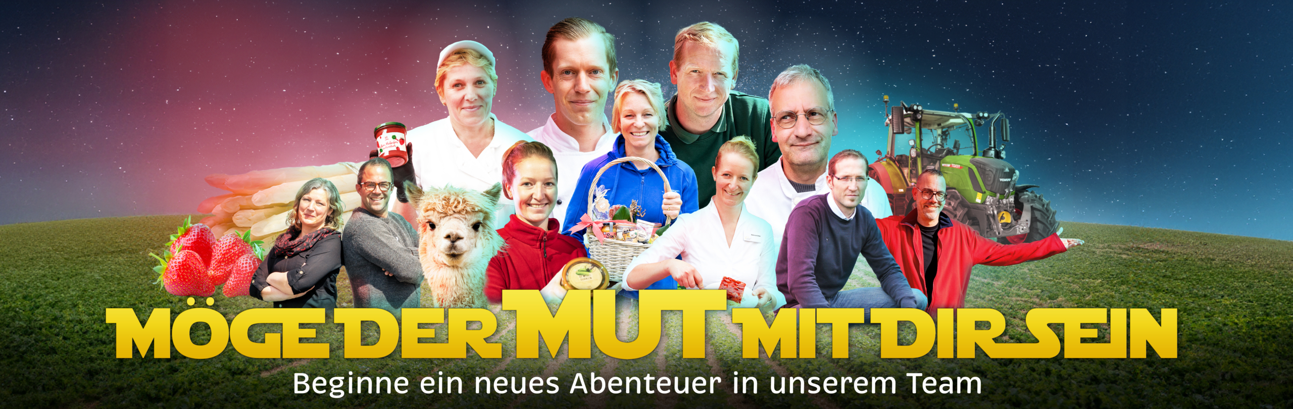Aktuelles vom Hof: Möge der Mut mit dir sein - beginne ein neue Abenteuer in unserem Team. Mit einem Klick auf den Link gelangen Sie zur Seite mit unseren aktuellen Stellenanzeigen